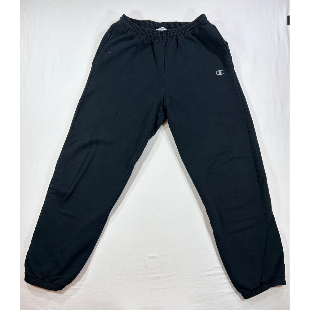 Champion Eco Authentic Black Sweatpants Joggers Mens Large Embroidered Logo